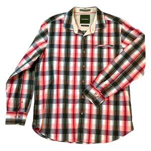 Tommy Bahama Island Modern Fit Long Sleeve Plaid Button Up Men's Size L